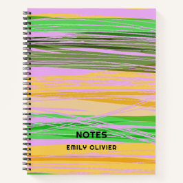 カラフルモダンデザインピンクグリーンイエローカスタム ノートブック
