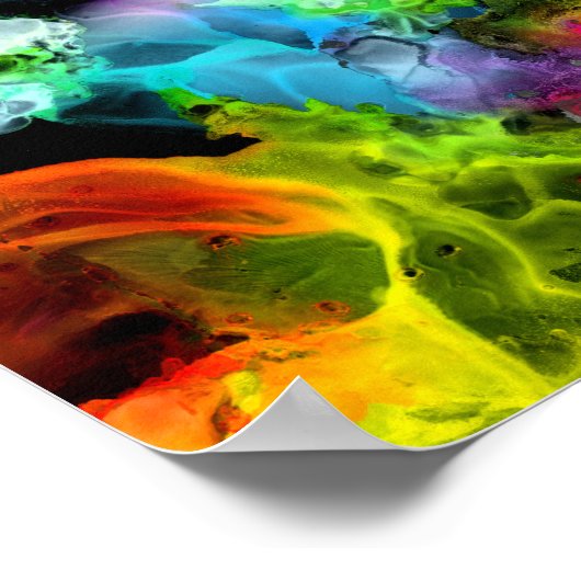 カラフルモダンネオン抽象芸術水絵画色 ポスター (角)