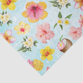 カラフルモダンハイビスカスのハワイ産の青 薄葉紙 (詳細)