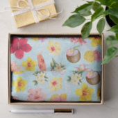 カラフルモダンハイビスカスのハワイ産の青 薄葉紙 (ギフト)