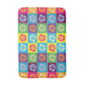 カラフルモダンハイビスカスの花カスタム柄 バスマット (正面縦)