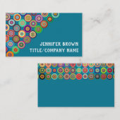 カラフルモダンパターンターコイズ プレイスカード (正面/裏面)