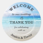 カラフルモダンビーチ結婚式 ラウンドシール (正面)