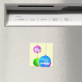 カラフルモダンピンクとブルーのクリスマス マグネット (インサイチュ (食洗機))