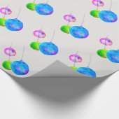 カラフルモダンピンクとブルーのクリスマス ラッピングペーパー (角)