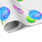 カラフルモダンピンクとブルーのクリスマス ラッピングペーパー (ロールコーナー)