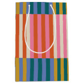 カラフルモダンフェスティバルストライプ式 ミディアムペーパーバッグ (正面)