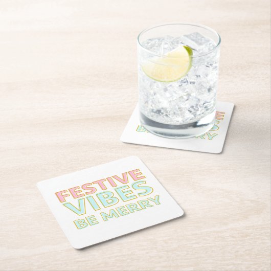 カラフルモダンフェスティバルビベスメリー スクエアペーパーコースター (インサイチュ)