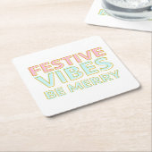 カラフルモダンフェスティバルビベスメリー スクエアペーパーコースター (アングル)