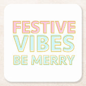 カラフルモダンフェスティバルビベスメリー スクエアペーパーコースター (正面)