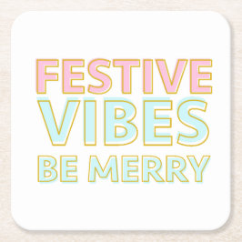 カラフルモダンフェスティバルビベスメリー スクエアペーパーコースター