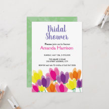 カラフルモダンフローラのブライダルシャワー招待