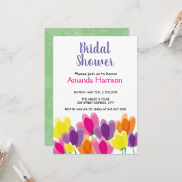 カラフルモダンフローラのブライダルシャワー招待