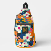 カラフルモダンフローラ自然パターン スリングバッグ (正面)