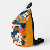 カラフルモダンフローラ自然パターン スリングバッグ (右コーナー)