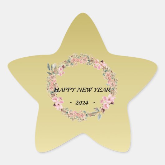 カラフルモダンフローラ花モノグラカスタムム 星シール (正面)