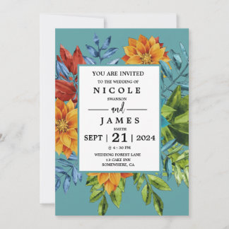 カラフルモダンフローラ 招待状