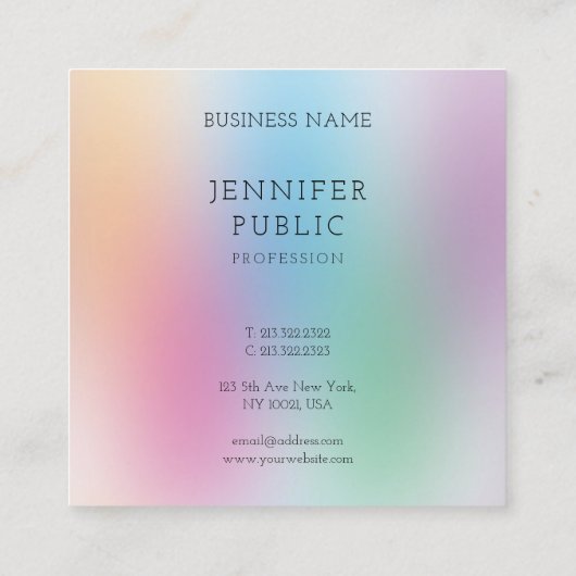 カラフルモダンプロフェッショナルエレガントテンプレート スクエア名刺 (裏面)
