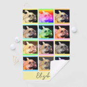 カラフルモダンポートレート名前をカスタムする ゴルフタオル (インサイチュ)