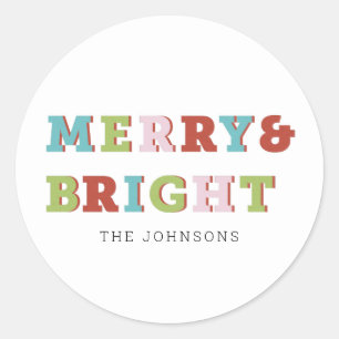 カラフルモダンメリー&Bright Chrimas ラウンドシール