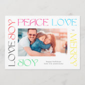カラフルモダンメリーLetters JOY PEACE LOVE写真 シーズンカード (正面)