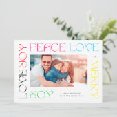 カラフルモダンメリーLetters JOY PEACE LOVE写真 シーズンカード (スタンド正面)