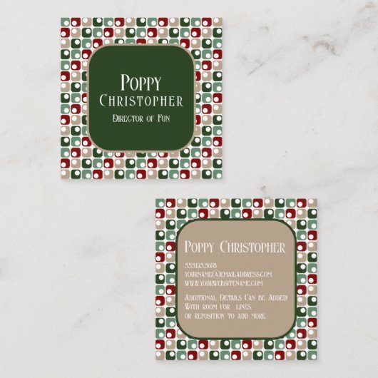 カラフルモダンレトロパターン スクエア名刺 (正面/裏面)