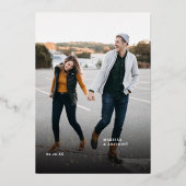 カラフルモダンレトロ写真の保存日付 箔招待状 (正面)