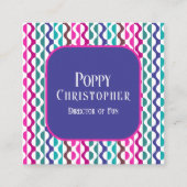 カラフルモダンレトロ波パターン9.10 スクエア名刺 (正面)