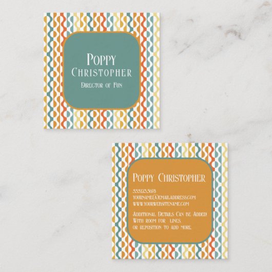 カラフルモダンレトロ波パターン9.8 スクエア名刺 (正面/裏面)