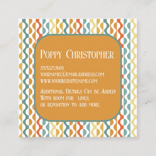 カラフルモダンレトロ波パターン9.8 スクエア名刺 (裏面)