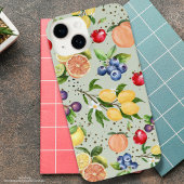 カラフルモダンヴィンテージ果実模様 iPhoneケース
