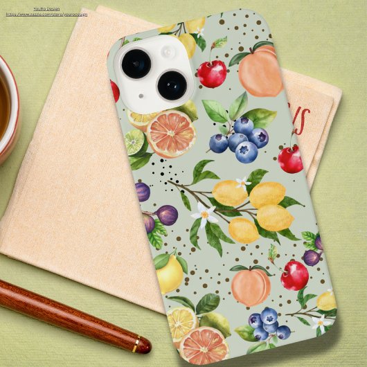 カラフルモダンヴィンテージ果実模様 iPhoneケース