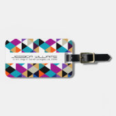 カラフルモダン三角形ジオメトリパターン ラゲッジタグ (正面横)