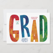 カラフルモダン学院卒業写真ブラシ絵を描型型 案内状 (正面)