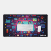 カラフルモダン宇宙パーソナライズされた名 デスクマット (キーボード&マウス)