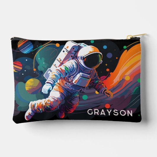 カラフルモダン宇宙宇宙パーソナライズされた名 アクセサリーポーチ (裏面)
