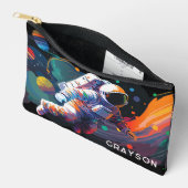 カラフルモダン宇宙宇宙パーソナライズされた名 アクセサリーポーチ (見開き)