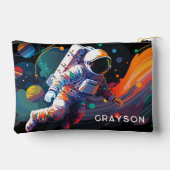 カラフルモダン宇宙宇宙パーソナライズされた名 アクセサリーポーチ (裏面)