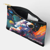 カラフルモダン宇宙宇宙パーソナライズされた名 アクセサリーポーチ (見開き)