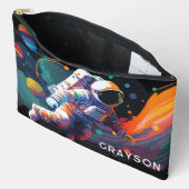 カラフルモダン宇宙宇宙パーソナライズされた名 アクセサリーポーチ (見開き)