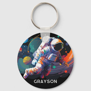 カラフルモダン宇宙宇宙パーソナライズされた名 キーホルダー