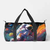 カラフルモダン宇宙宇宙パーソナライズされた名 ダッフルバッグ (正面)