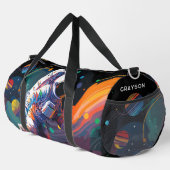 カラフルモダン宇宙宇宙パーソナライズされた名 ダッフルバッグ (右コーナー)