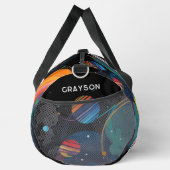 カラフルモダン宇宙宇宙パーソナライズされた名 ダッフルバッグ (右)