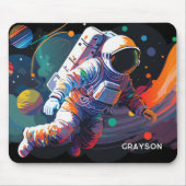 カラフルモダン宇宙宇宙パーソナライズされた名 マウスパッド (正面)