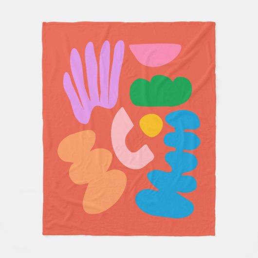 カラフルモダン抽象芸術の図形描画オブジェクト フリースブランケット (正面)