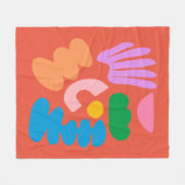 カラフルモダン抽象芸術の図形描画オブジェクト フリースブランケット (正面(横))