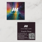 *~* カラフルモダン抽象芸術はっきりしたAP93 QR スクエア名刺 (正面/裏面)