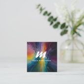 *~* カラフルモダン抽象芸術はっきりしたAP93 QR スクエア名刺 (スタンド正面)